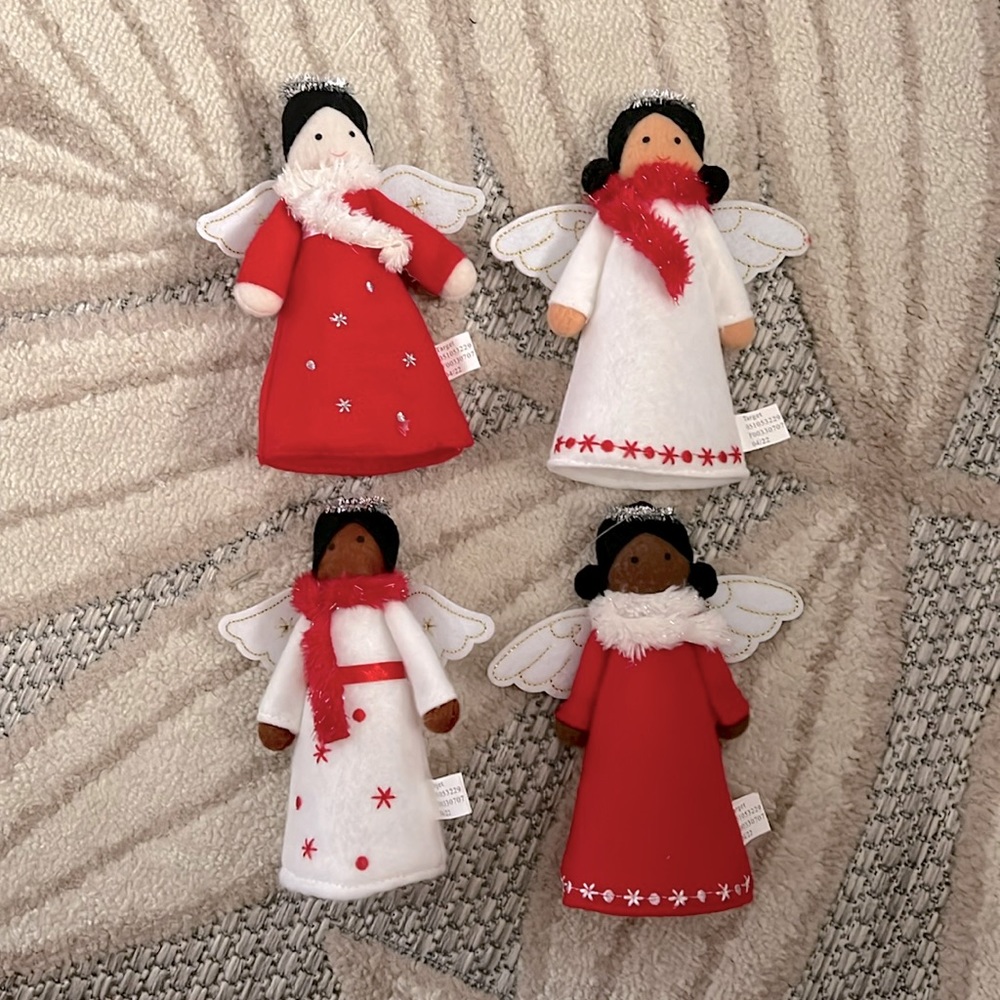 Fabric Angel Christmas Tree Ornament Set | 4 pc